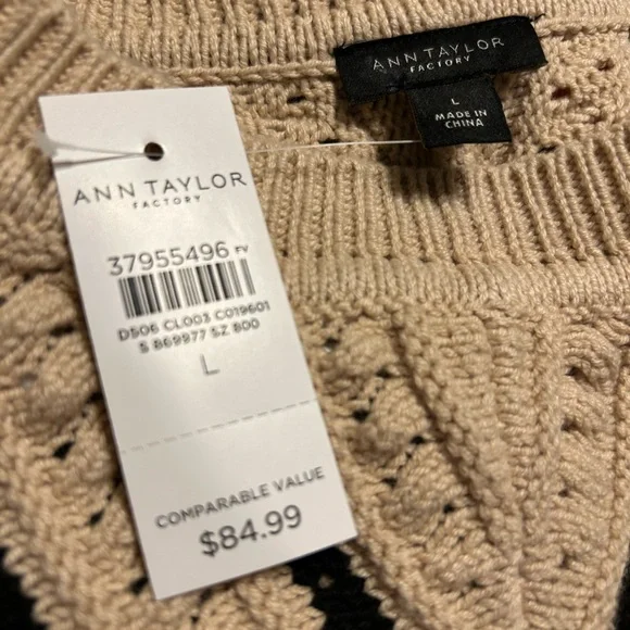 Ann Taylor Factory Knit Striped Sweater (Large) ⭐️NWT⭐️ - Picture 5 of 6